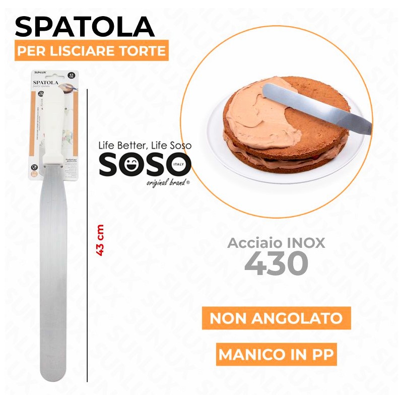 Spatola per lisciare torte acciaio 430 43cm - 1