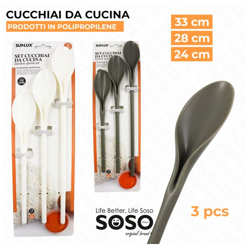 Set cucchiai da cucina in polipropilene 3pcs 24-28-33cm - 1