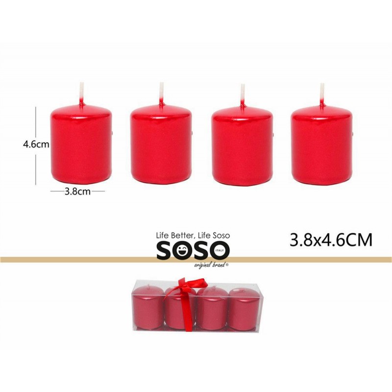 Candele rosso 3.8x4.6cm 4pz - 1