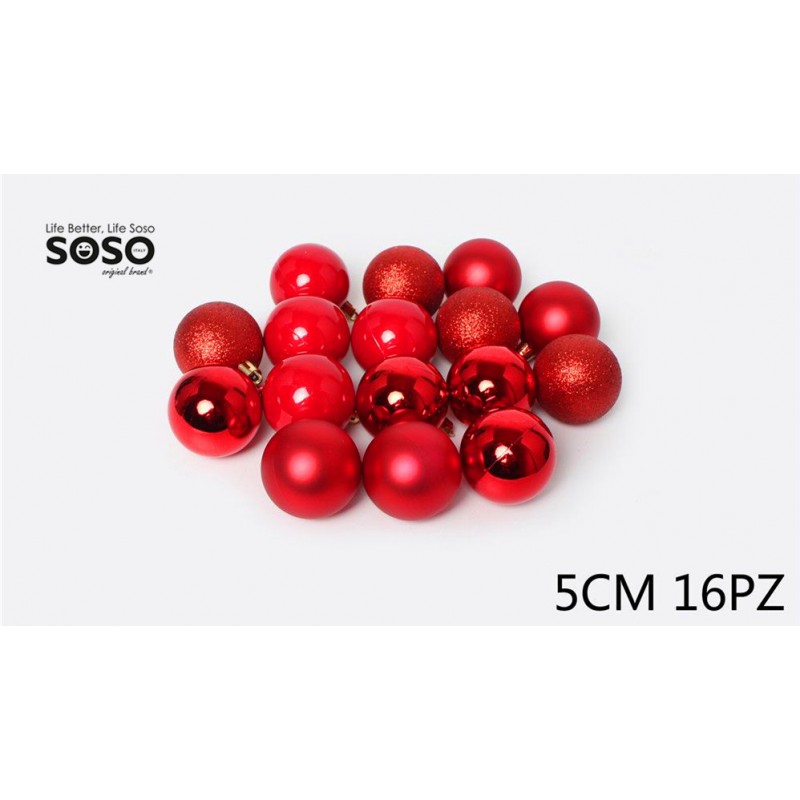 Sfere plastica rosse 5cm /16pz - 1