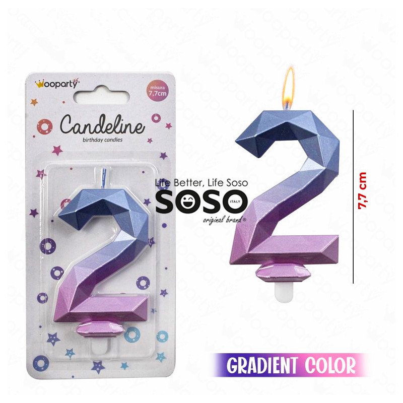 Candeline gradient diamond n.2 h.7.7cm - 1