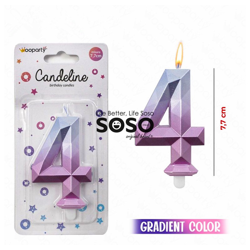 Candeline gradient color diamond n.4 h.7.7cm - 1