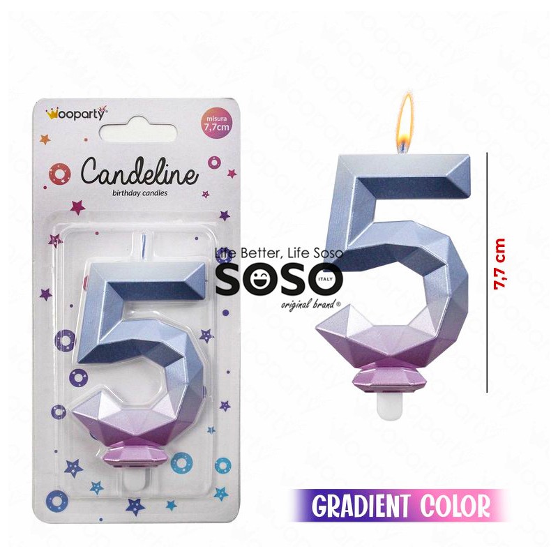 Candeline gradient color diamond n.5 h.7.7cm - 1