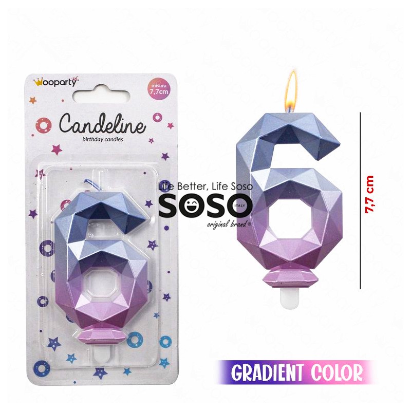 Candeline gradient color diamond n.6 h.7.7cm - 1