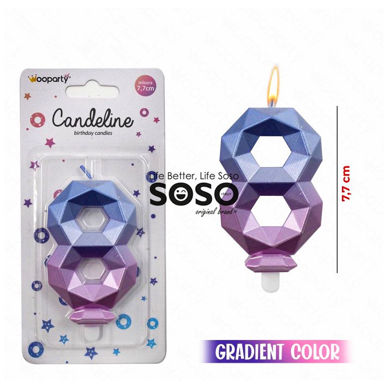 Candeline gradient color diamond n.8 h.7.7cm - 1