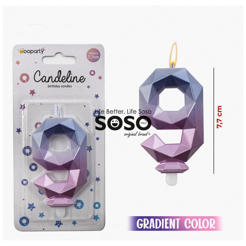 Candeline gradient color diamond n.9 h.7.7cm - 1