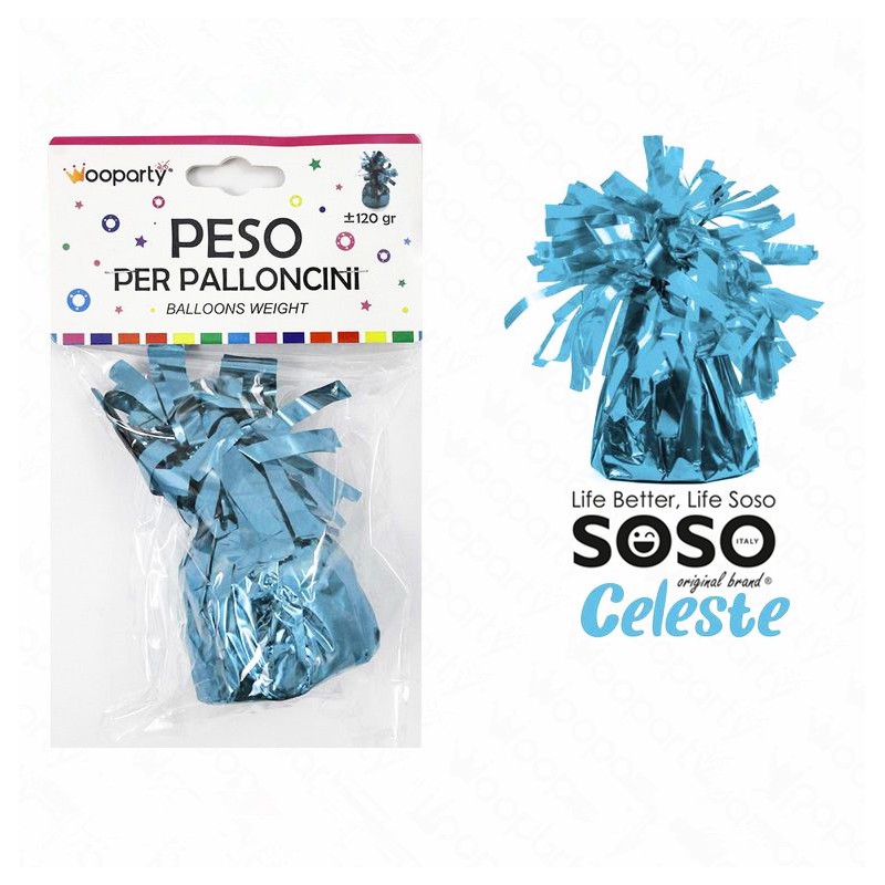 Peso in pietra per palloncini rivestimento in pet celeste 120gr - 1