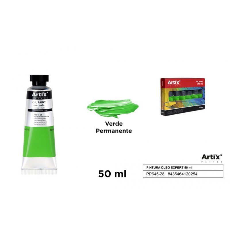 Colore ad Olio Verde Permanente - tubo 50 ml - Artix - offerte online colori ad olio