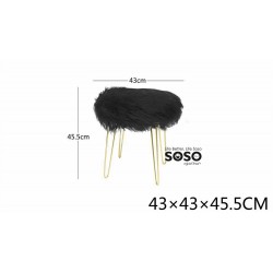Sgabello nero pelliccia sintetica 43x43x45.5cm - 1