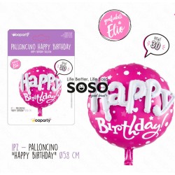 Palloncino happy birthday rosa 3d diametro 58cm - 1
