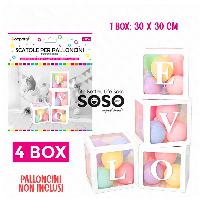 Scatole per palloncini 4 box love bianco - 1