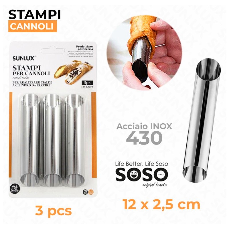 Stampi per cannoli acciaio 430 3pcs 12x2.5cm - 1