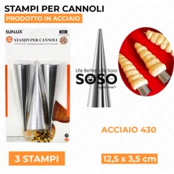Stampi per cannoli acciaio 430 3pcs 12x3.5cm - 1