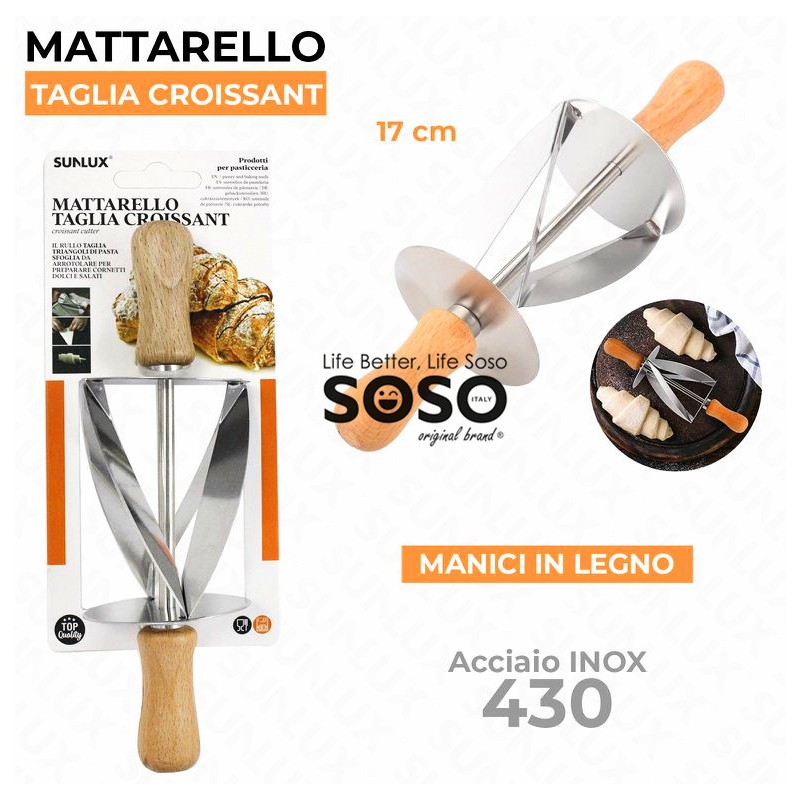 Mattarello taglia croissant acciaio 430 17cm - 1