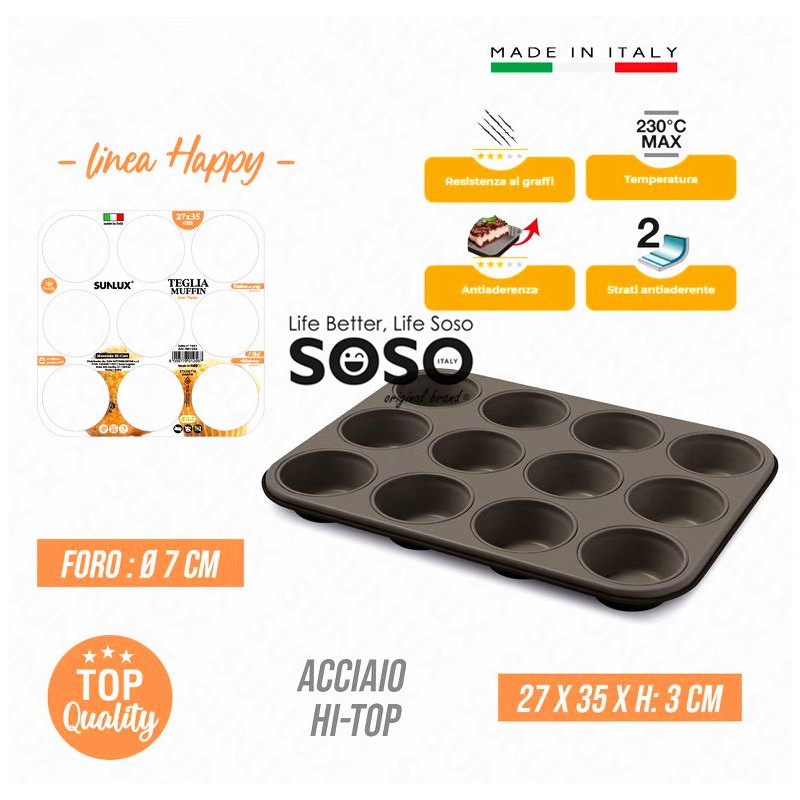 Linea happy teglia muffin acciaio hi-top diametro 7x27x35x3cm - 1