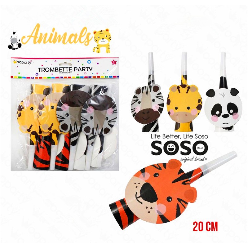 Linea animals strombette party 8pcs 20cm - 1