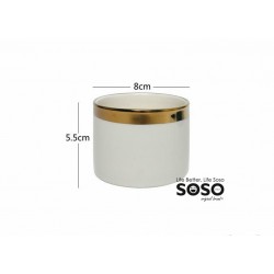 Vaso bianco con fascia oro 8x5.5cm - 1