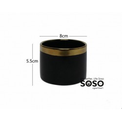 Vaso nero con fascia oro 8x5.5cm - 1