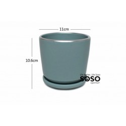 Vaso grigio con bordo d'argento 11x10.6cm - 1