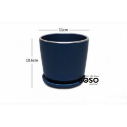 Vaso blu con bordo d'argento 11x10.6cm - 1