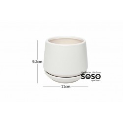 Vaso bianco in ceramica con sotto vaso 11x11x9.2cm - 1