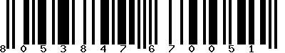 EAN-13 : 8053847670051 EAN-13 : 8053847670051