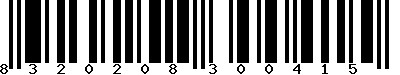 EAN-13 : 8320208300415 EAN-13 : 8320208300415